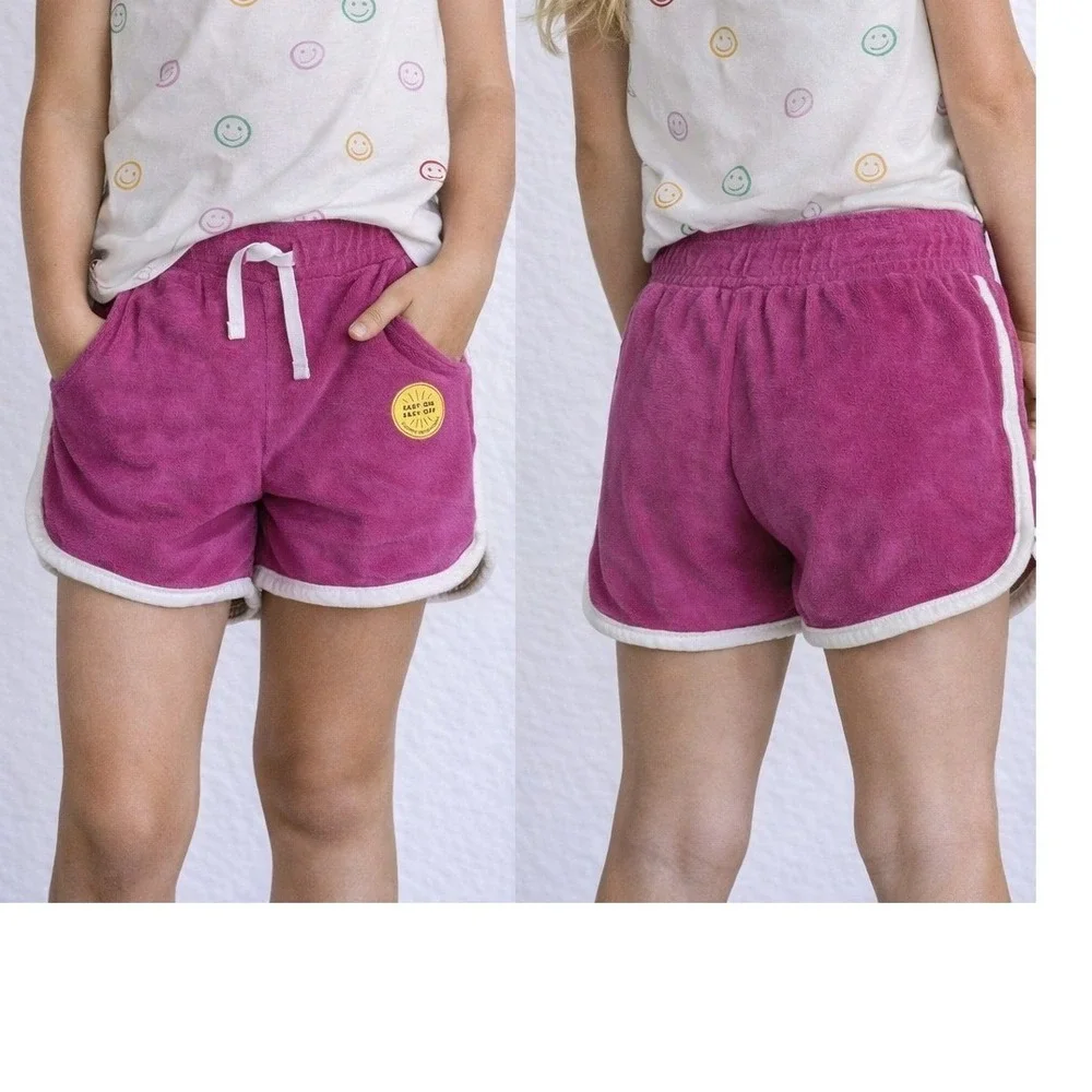 Cat Jack Kids Girls Pink Terry Cloth Drawstring Shorts Size L 10‎ 12